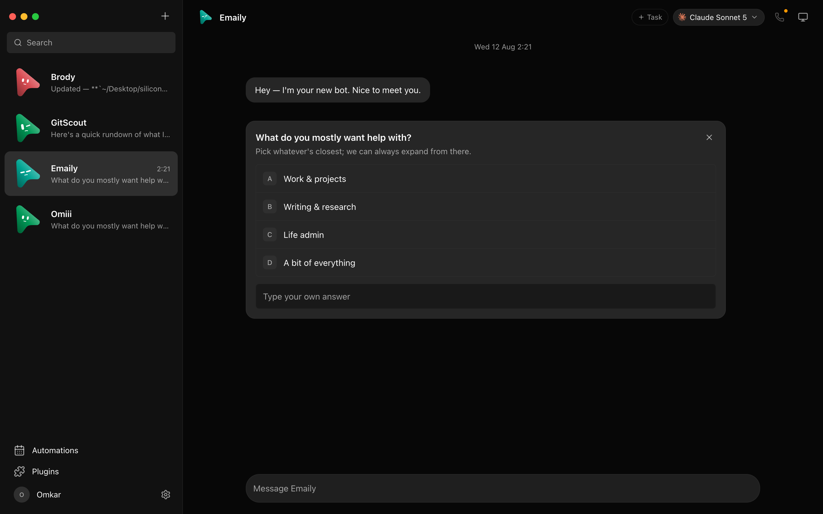 An Dash Bot approval card shown inside a conversation